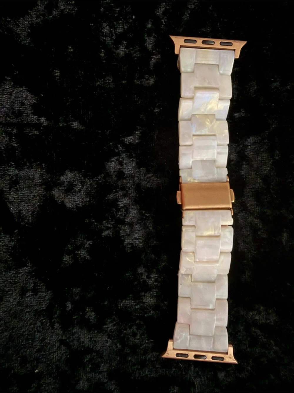 Rose Gold Metal & Mother-of-Pearl Smartwatch Band - Fits Apple Watch Adapters